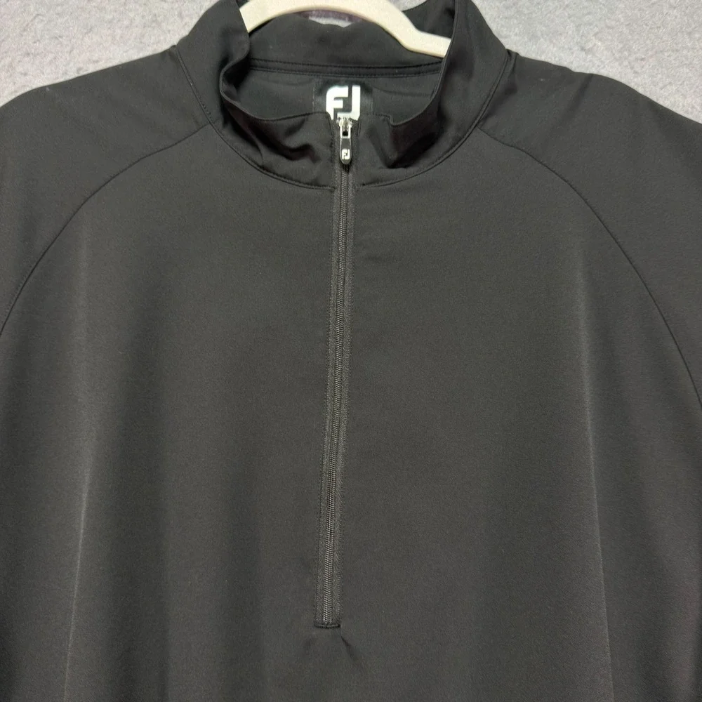 FootJoy Mens Large Black Quarter Zip Golf Pullover Windbreaker Jacket Mock Neck